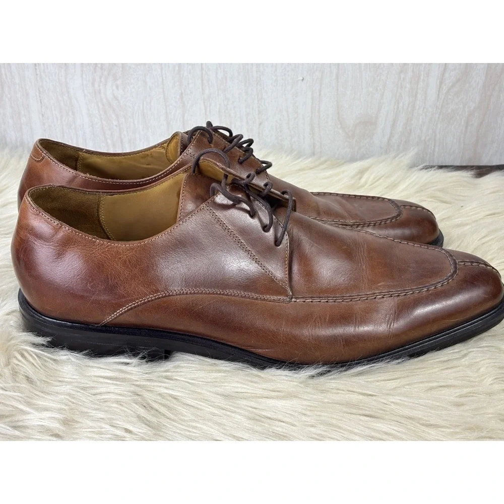 Cole Haan Dress Shoes Mens 15M Brown Leather Split Apron Toe Oxford Derby